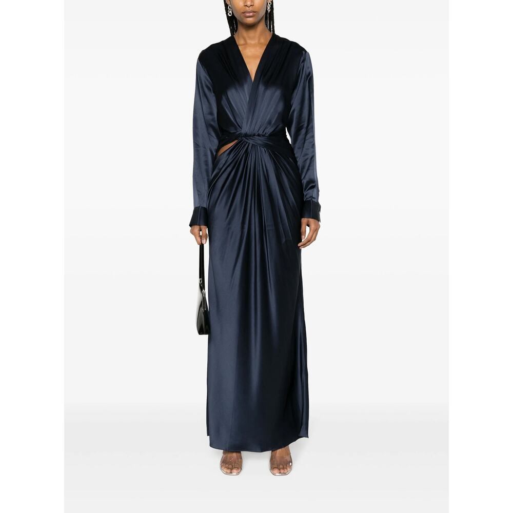 NWT Christopher Esber Navy Blue Silk Triquetra Twist Maxi Dress, AU 6, US 0, XS